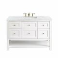 James Martin Vanities Breckenridge 48in Single Vanity, Bright White w/ 3 CM Arctic Fall Top 330-V48-BW-3AF